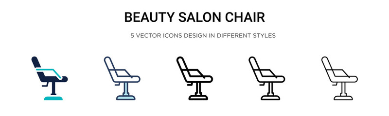 Beauty salon chair icon in filled, thin line, outline and stroke style. Vector illustration of two colored and black beauty salon chair vector icons designs can be used for mobile, ui,