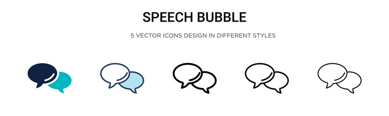 Speech bubble icon in filled, thin line, outline and stroke style. Vector illustration of two colored and black speech bubble vector icons designs can be used for mobile, ui, - obrazy, fototapety, plakaty