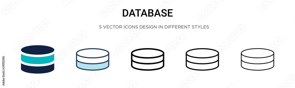 Poster database icon in filled, thin line, outline and stroke style. vector illustration of two colored and