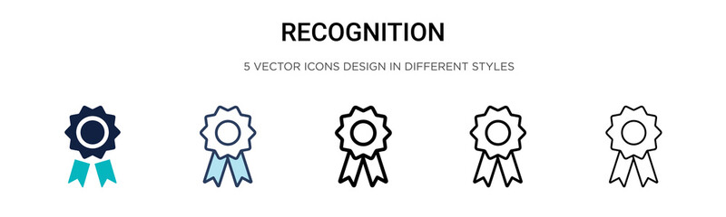 Recognition icon in filled, thin line, outline and stroke style. Vector illustration of two colored and black recognition vector icons designs can be used for mobile, ui,