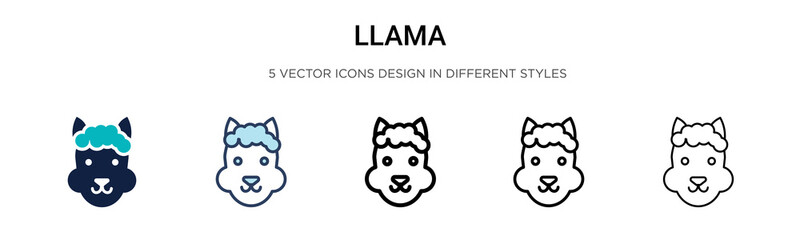 Llama icon in filled, thin line, outline and stroke style. Vector illustration of two colored and black llama vector icons designs can be used for mobile, ui, © Digital Bazaar
