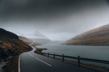 Costal road on Faroe Islands
