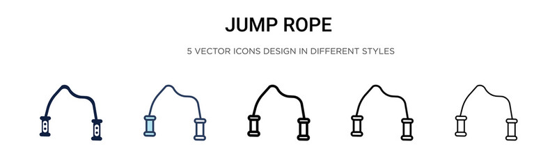 Jump rope icon in filled, thin line, outline and stroke style. Vector illustration of two colored and black jump rope vector icons designs can be used for mobile, ui, - obrazy, fototapety, plakaty