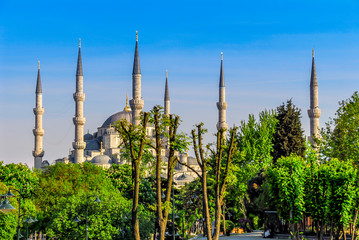 Fatih, Istanbul, Turkey, 30 April 2008: Blue Mosque, Sultanahmet Square.