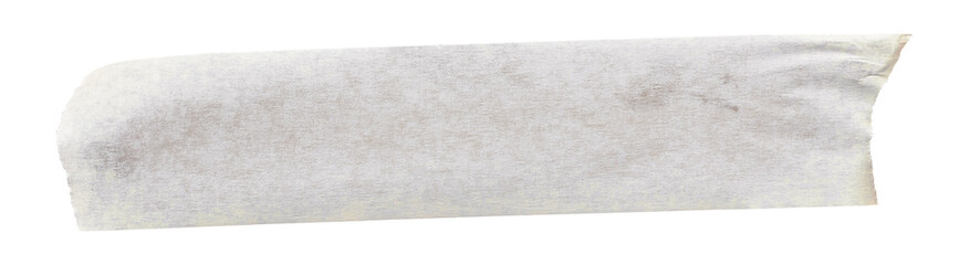 White adhesive paper tape stick over isolated background, blank fastening packaging wrinkled sticker