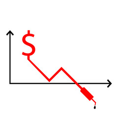 Oil Price down , Red Dollar sign and petrol pump with graph vector concept