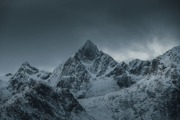 Snowy mountain peaks in Norway