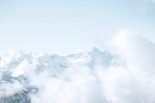 Snowy mountain peaks in Norway