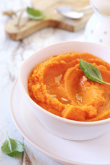 Carrot puree and basil dressing