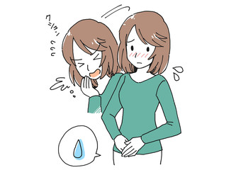尿漏れに悩む女性のイラスト