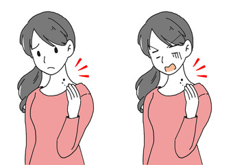 ホクロに悩む女性のイラスト
