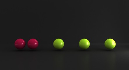 3d ball rendering graphic on social distancing. Conceptual Image of Social Distraction due to CoronaVirus.