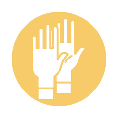hands with latex gloves fill style icon