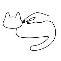 
Girl's hand stroking a cat. minimalistic black icon