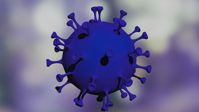 Coronavirus in blue and light background