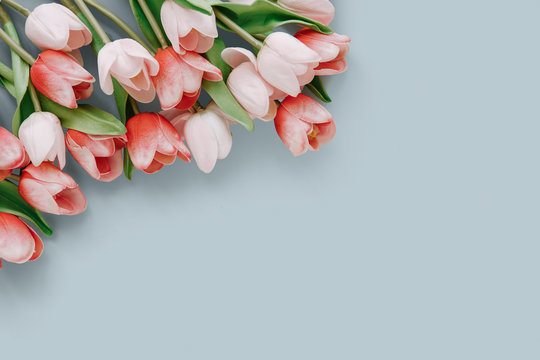 Tulips arrangement with copy space