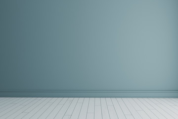 Empty room with painted wall and white wooden floor realistic 3D rendering