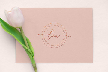 Invitation card and a tulip