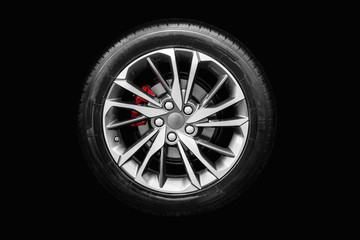 car wheel on a black background