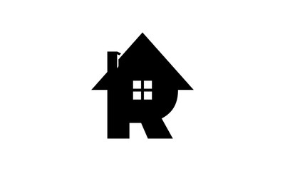 Abstract R with house illustration vector icon