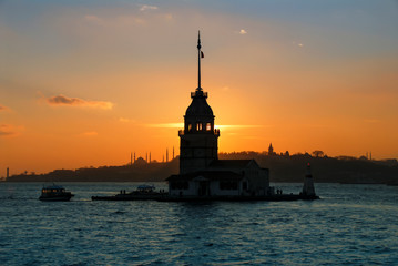 Istanbul, Turkey, 06 January 2007: Sunset, Maiden's Tower