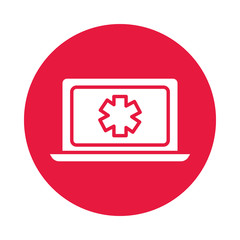 Obraz premium laptop with medical symbol health online silhouette gradient style