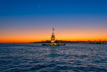 Istanbul, Turkey, 21 January 2007: Sunset, Maiden's Tower