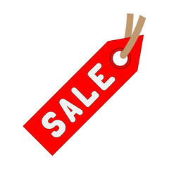 Discount red price label icon on a white background