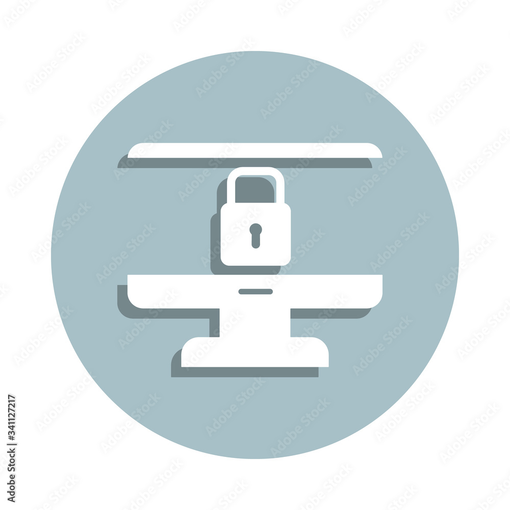 Poster computer, security badge icon. simple glyph, flat vector of gdpr icons for ui and ux, website or mob