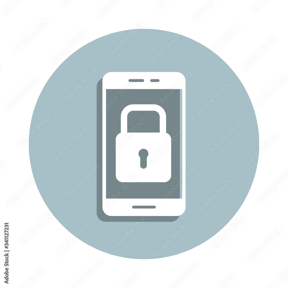 Poster mobile, security badge icon. simple glyph, flat vector of gdpr icons for ui and ux, website or mobil