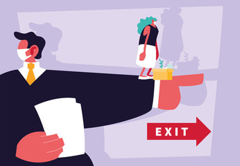 Fototapeta premium businessman boss dismisses employee, unemployment