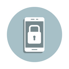 Mobile, security badge icon. Simple glyph, flat vector of gdpr icons for ui and ux, website or mobile application