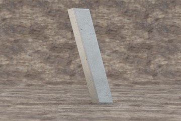 Concrete 3d back slash symbol. Hard stone sign on wooden background. Concrete alphabet with imperfections. 3d rendered font character.