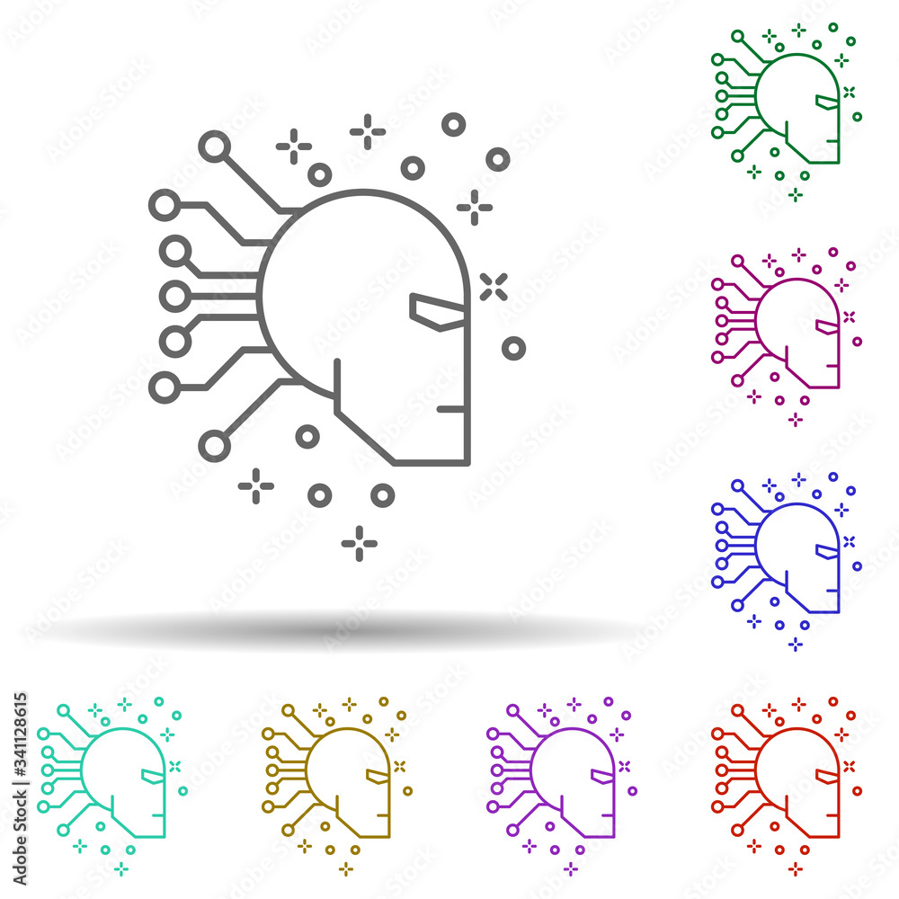 Poster Computer robot multi color icon. Simple thin line, outline vector of computer icons for ui and ux, website or mobile application
