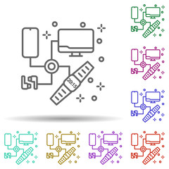 Fototapeta na wymiar Computer connection device multi color icon. Simple thin line, outline vector of computer icons for ui and ux, website or mobile application