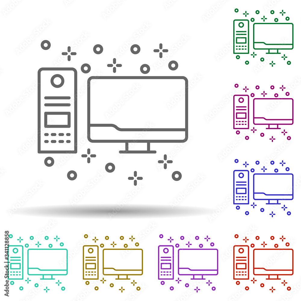 Poster computer personal multi color icon. simple thin line, outline vector of computer icons for ui and ux