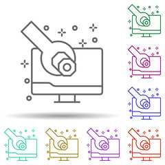 Computer settings repair multi color icon. Simple thin line, outline vector of computer icons for ui and ux, website or mobile application