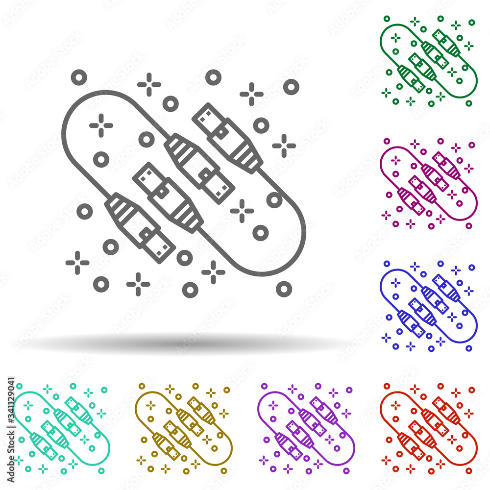 Poster computer lan usb multi color icon. simple thin line, outline vector of computer icons for ui and ux,