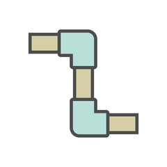 Decorative PVC line pipe cover vector icon. Also called decorative duct, cover guard, tube cover or connecting fitting. Part for air conditioner hvac system to hide refrigeration pipe on external wall