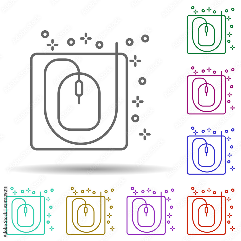 Poster computer mouse multi color icon. simple thin line, outline vector of computer icons for ui and ux, w