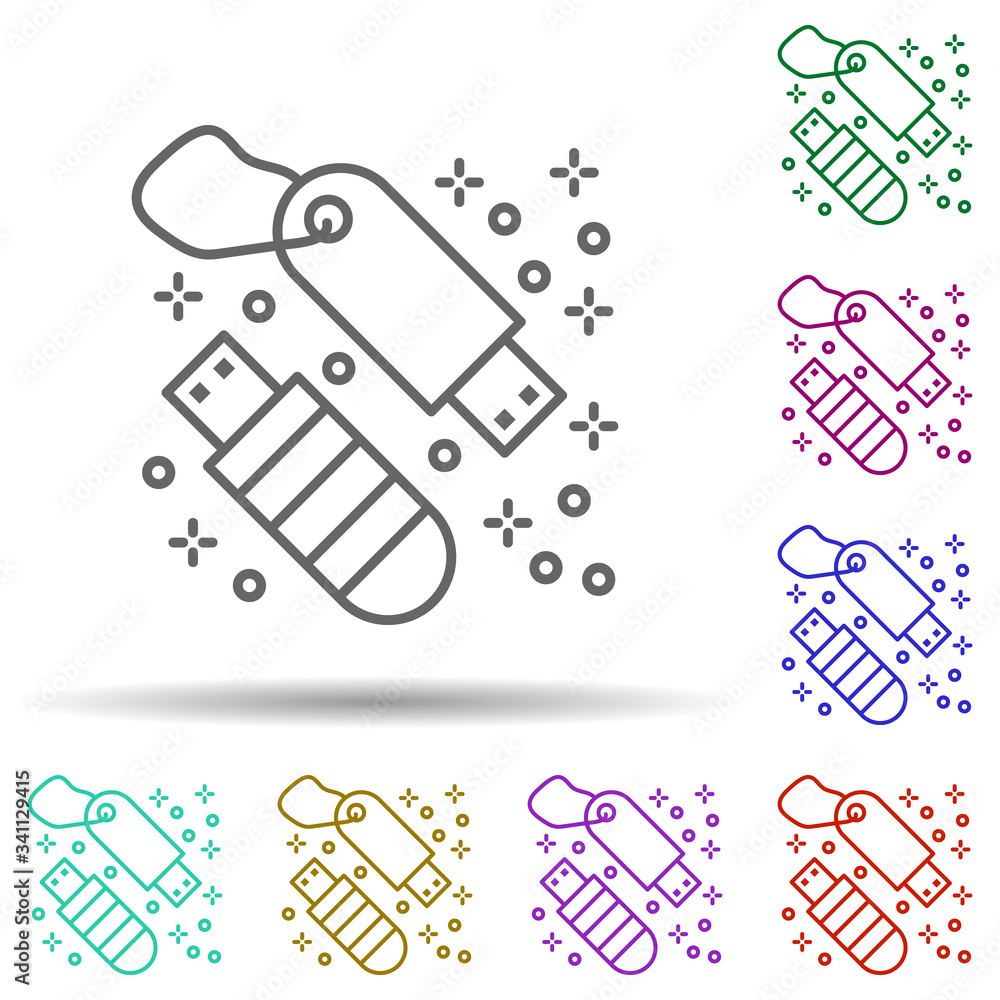 Poster computer usb flash drive multi color icon. simple thin line, outline vector of computer icons for ui