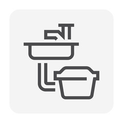 Grease trap vector icon. That plumbing device connect to kitchen sink. For intercept most grease, oil and solid from food preparation or cooking before enter wastewater disposal and treatment system.