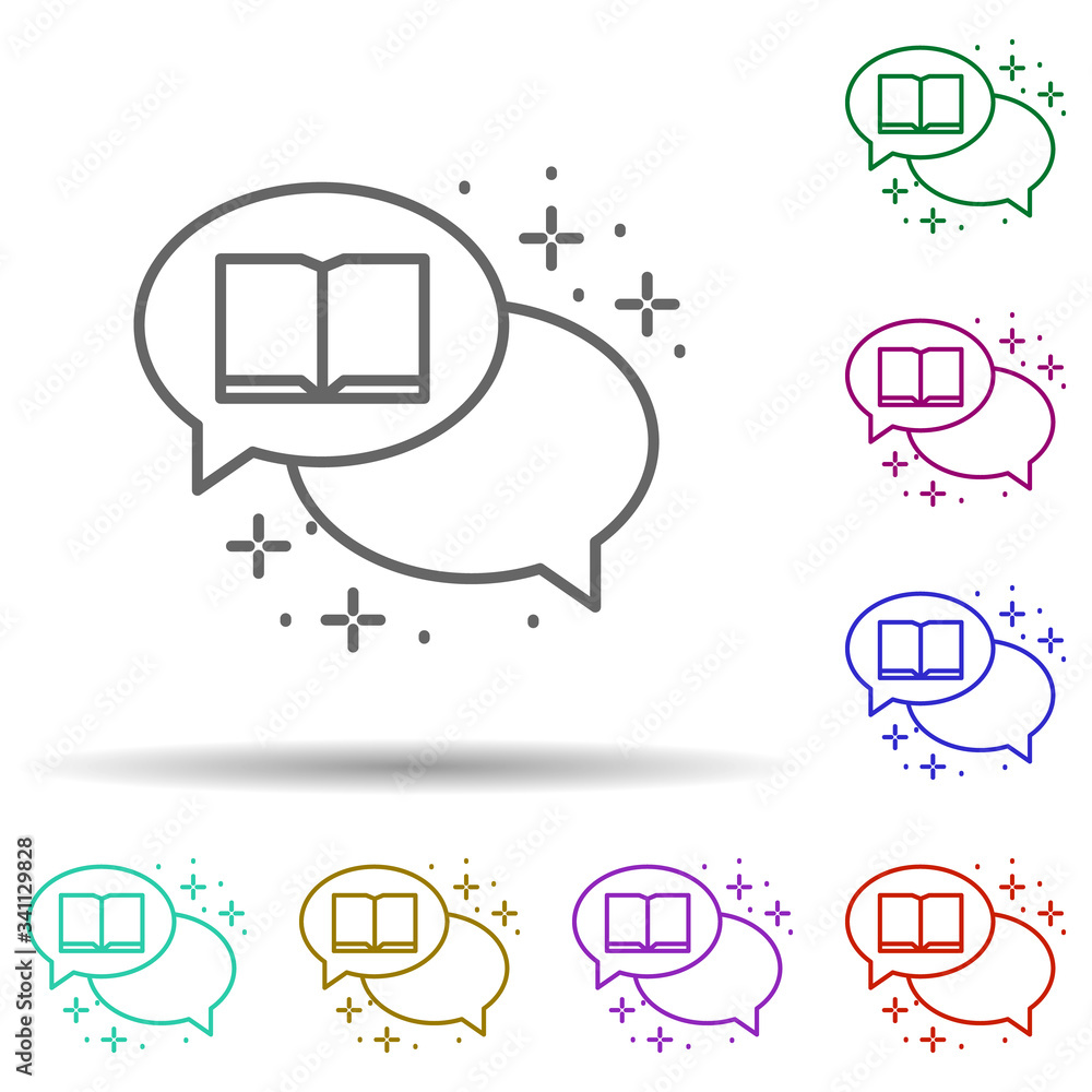 Poster chat book multi color icon. simple thin line, outline vector of copywriting icons for ui and ux, web
