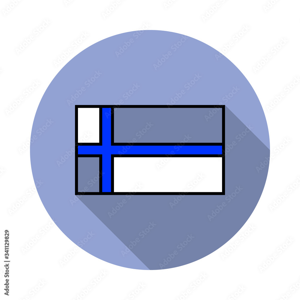 Aufkleber national flag of finland in simple colors with name icon long shadow icon. simple color vector of fl