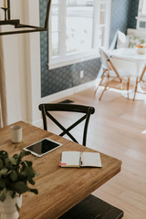Digital tablet on a dining room table
