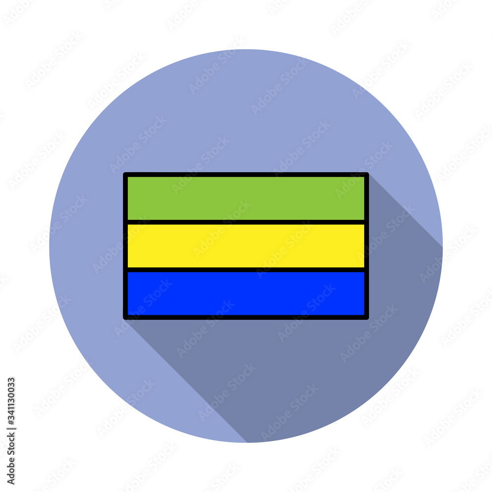 Aufkleber national flag of gabon in simple colors with name icon long shadow icon. simple color vector of flag