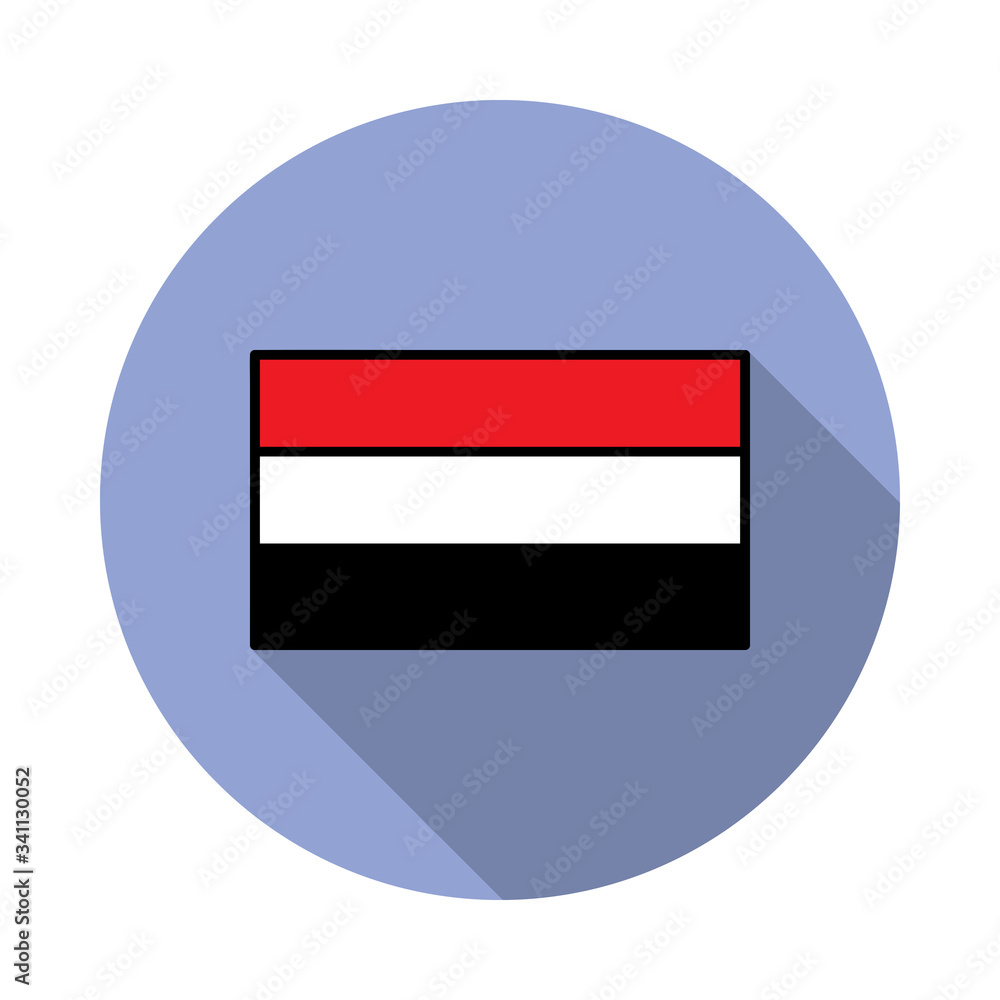 Aufkleber national flag of yemen in simple colors with name icon long shadow icon. simple color vector of flag
