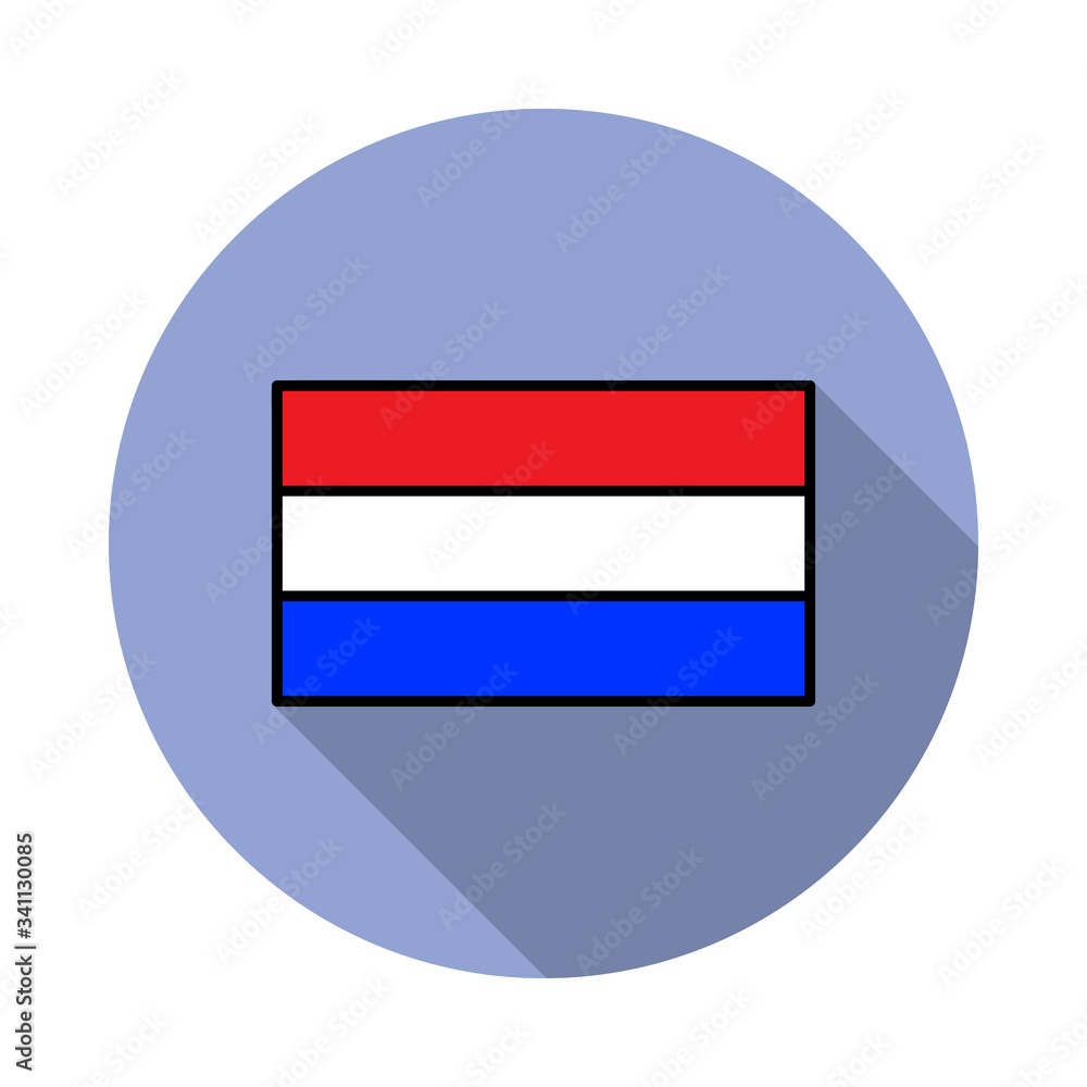 Aufkleber national flag of netherlands in simple colors with name icon long shadow icon. simple color vector o