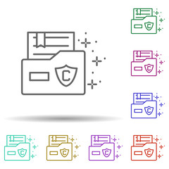 Folder shield copywriting multi color icon. Simple thin line, outline vector of copywriting icons for ui and ux, website or mobile application