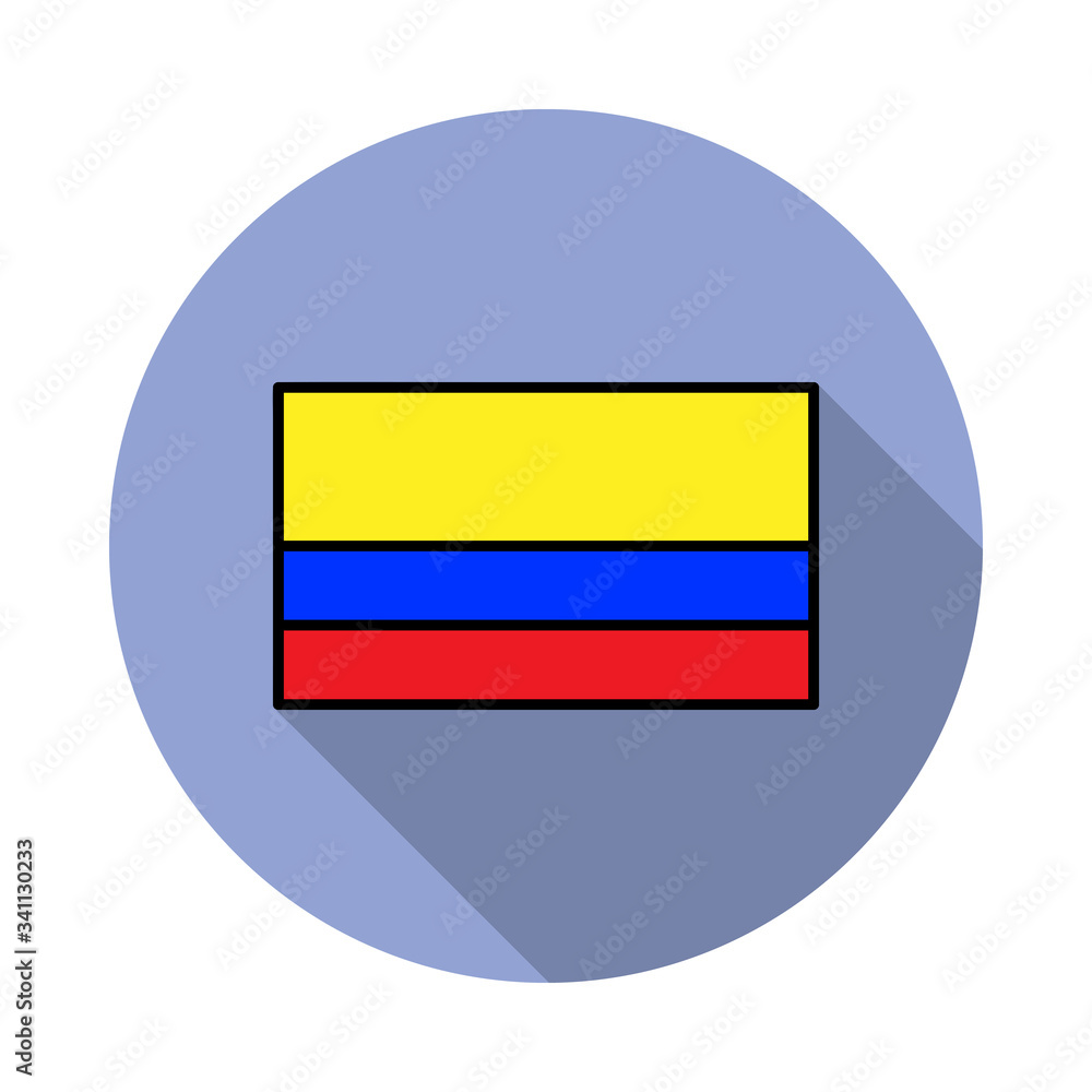 Aufkleber national flag of colombia in simple colors with name icon long shadow icon. simple color vector of f